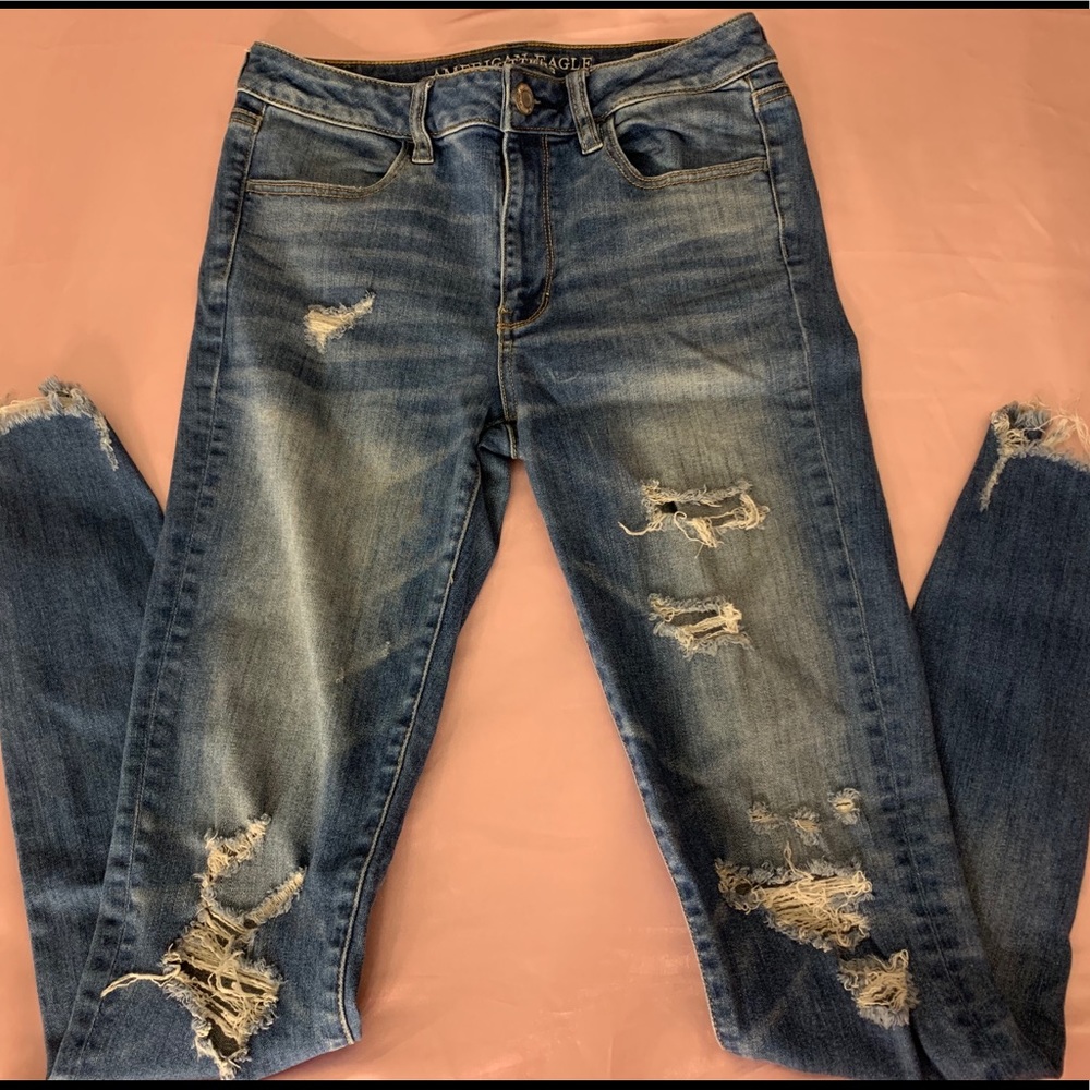High Rise American Eagle Ripped Jeans